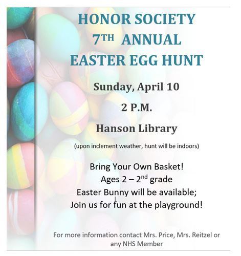 Hanson Elementary Easter Egg Hunt To be Held Saturday April 10th
